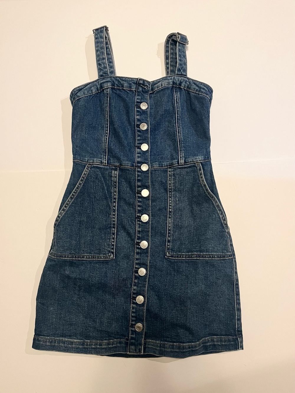 Garage Denim Button-Front Dress with Pockets